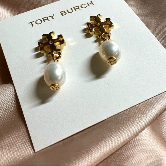 Tory Burch Kira Small Pearl Drop Earrings Womens Designer Earrings - Picture 7 of 8